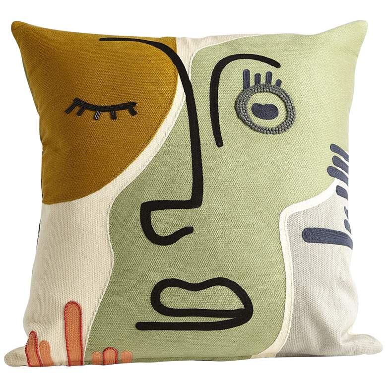 Image 2 Petey Multi-Color Human Face 20 inch Square Throw Pillow