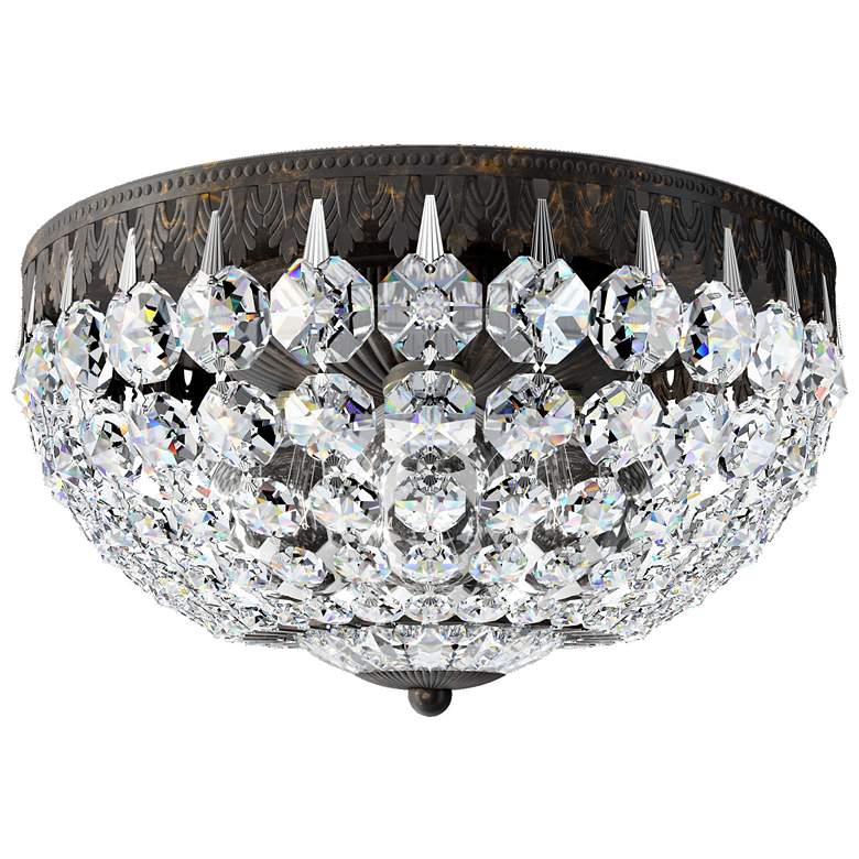 Image 1 Petit Crystal 10" Wide Heirloom Bronze Clear Crystal 4-Lt Flush Mt