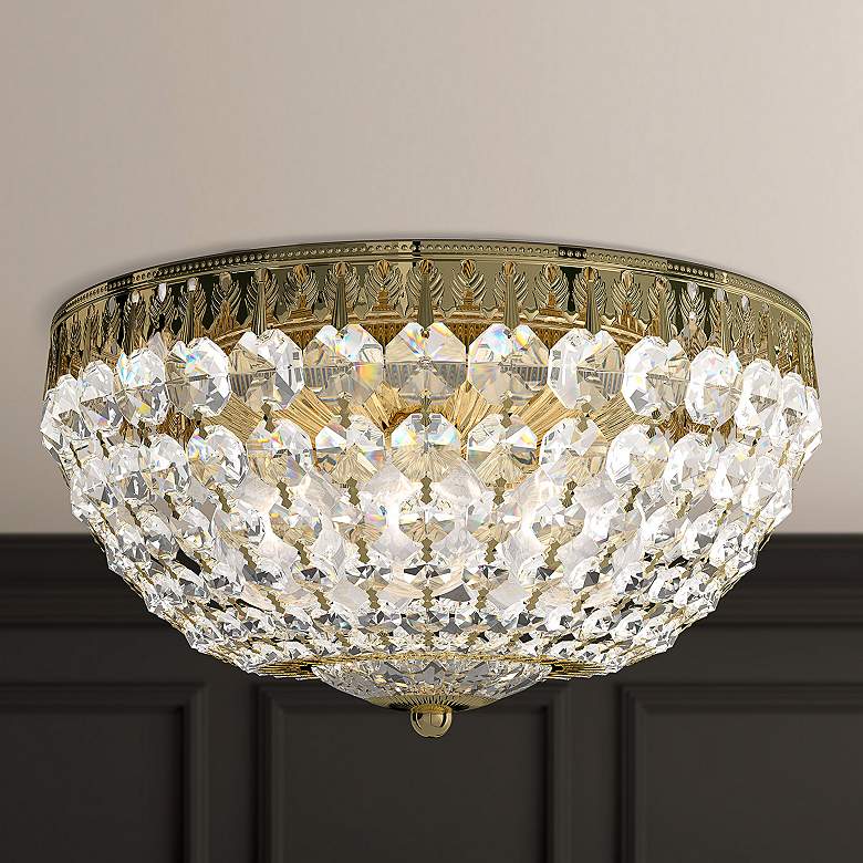 Image 1 Petit Crystal 12" Wide Aurelia Clear Crystal 5-Lt Flush Mt