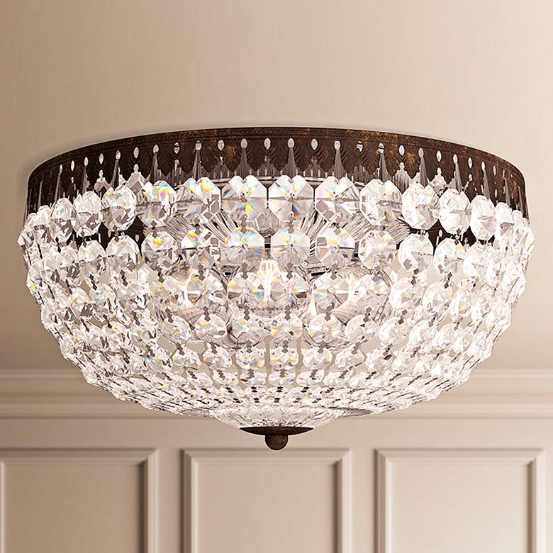 Image 1 Petit Crystal 14" Wide Heirloom Bronze Bowl Ceiling Light