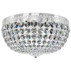 Petit Crystal 14&quot; Wide Silver Clear Crystal 5-Light Flush Mount