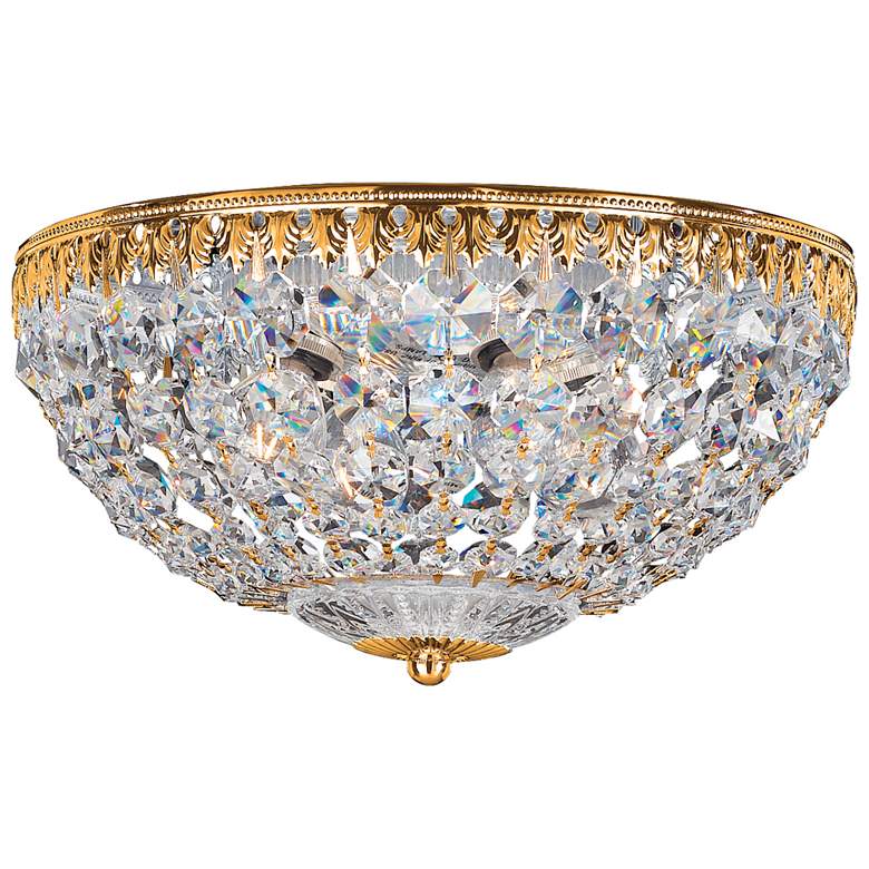 Image 1 Petit Crystal 5.5 inchH x 10 inchW 4-Light Flush Mount in Polished Gold