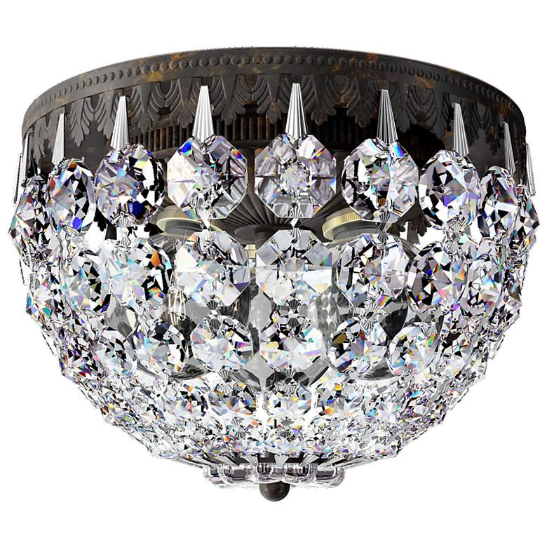 Image 1 Petit Crystal 5.5 inchH x 8 inchW 3-Light Flush Mount in Heirloom Bronze