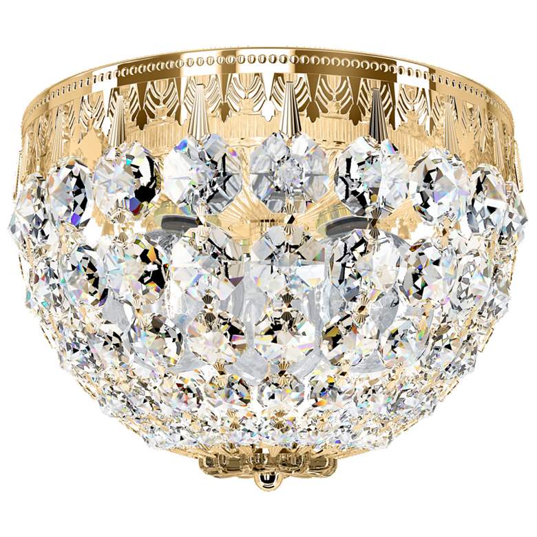 Image 1 Petit Crystal 5.5 inchH x 8 inchW 3-Light Flush Mount in Polished Gold