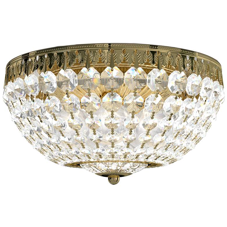 Image 1 Petit Crystal 6.5 inchH x 12 inchW 5-Light Flush Mount in Polished Gold