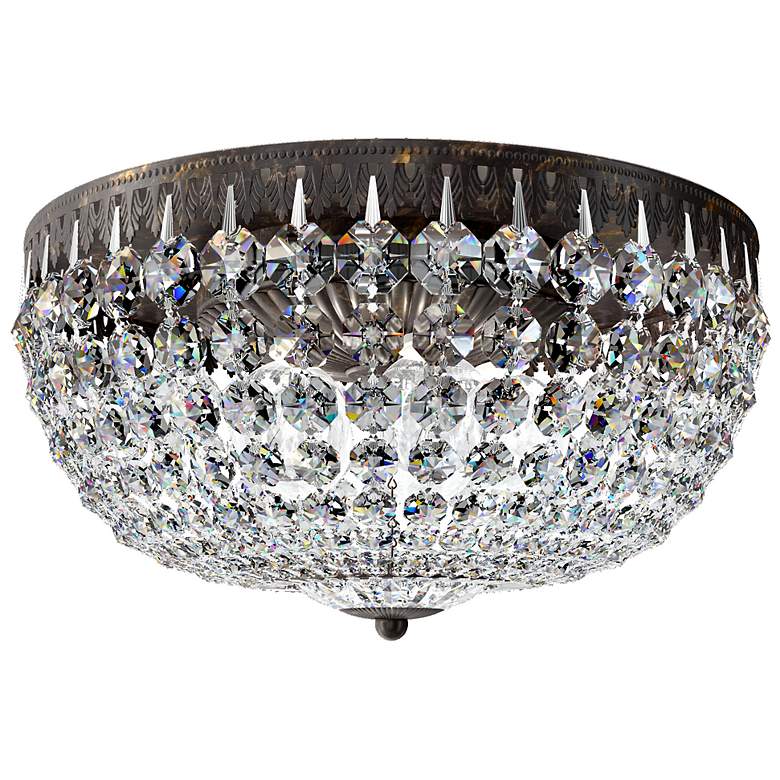 Image 1 Petit Crystal 7.5 inchH x 14 inchW 5-Light Flush Mount in Heirloom Bronze