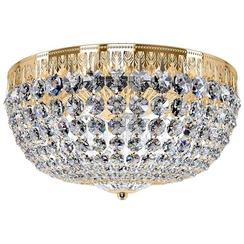 Image 1 Petit Crystal 7.5 inchH x 14 inchW 5-Light Flush Mount in Polished Gold