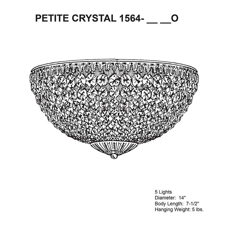 Image 3 Petit Crystal 7.5"H x 14"W 5-Light Flush Mount in Polished Gold more views