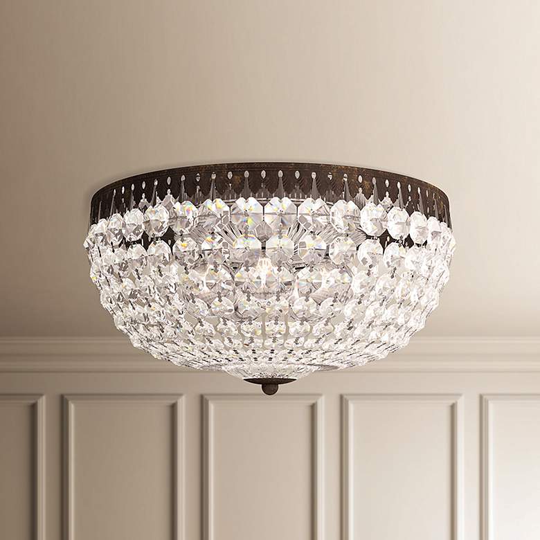 Image 4 Petit Crystal 7.5"H x 14"W 5-Light Flush Mount in Silver more views