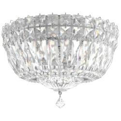 Petit Crystal Deluxe 10&quot; Wide Silver Clear Crystal 4-Lt Flush Mt