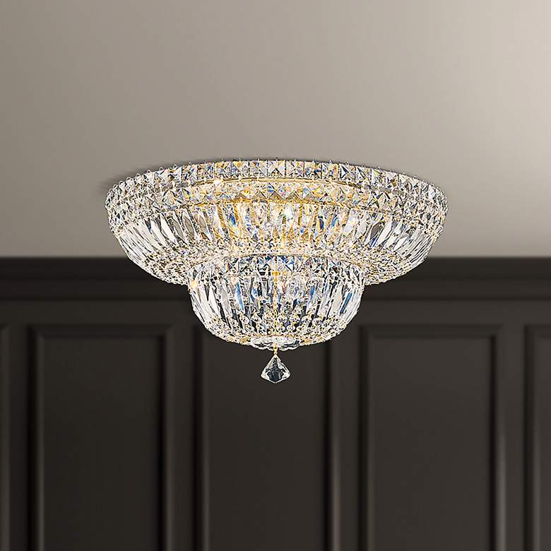 Image 1 Petit Crystal Deluxe 10"H x 18"W 9-Light Flush Mount in Polished