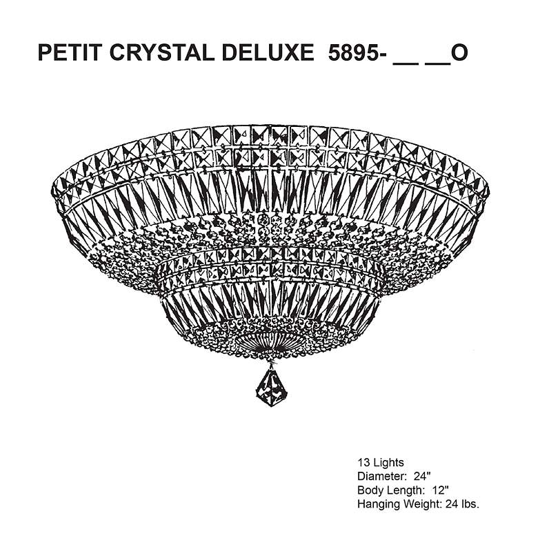 Image 6 Petit Crystal Deluxe 12"H x 24"W 13-Light Flush Mount in Polished more views