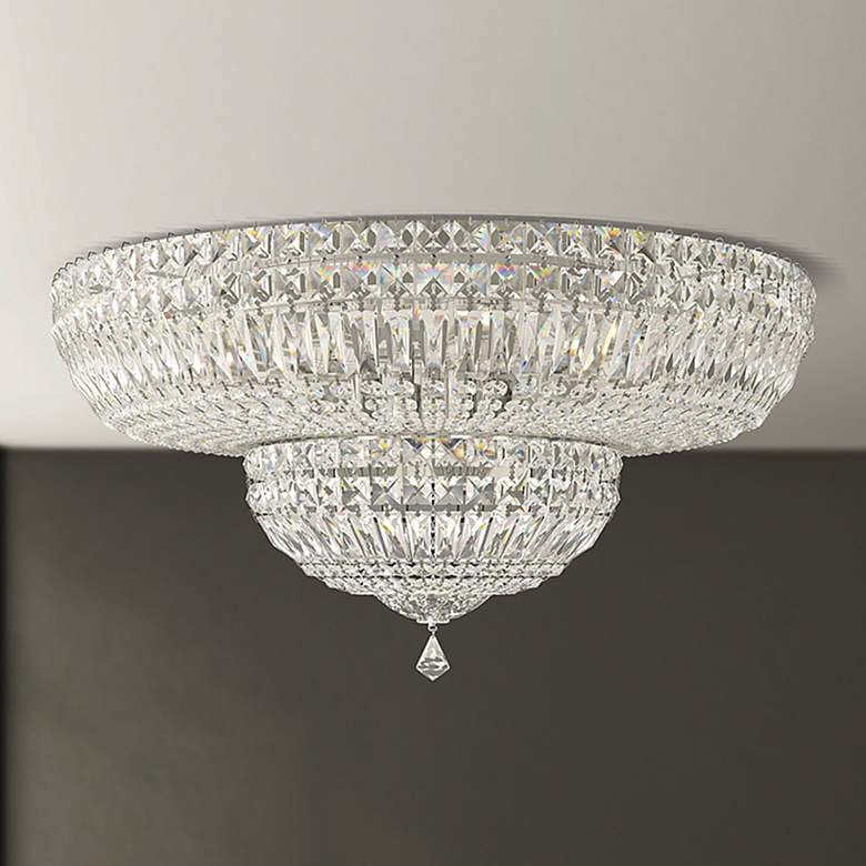 Image 1 Petit Crystal Deluxe 12 inchH x 24 inchW 13-Light Flush Mount in Silver