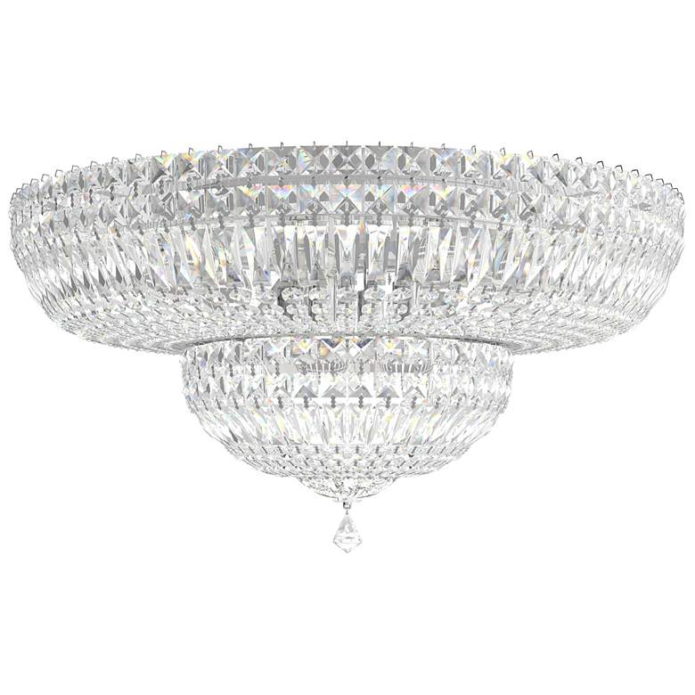 Image 1 Petit Crystal Deluxe 12"H x 24"W 13-Light Flush Mount in Silver