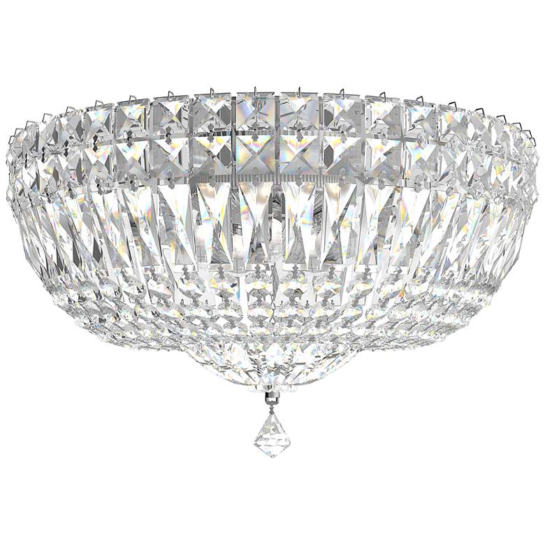 Image 1 Petit Crystal Deluxe 14 inch Wide Silver Clear Crystal 5-Lt Flush Mt