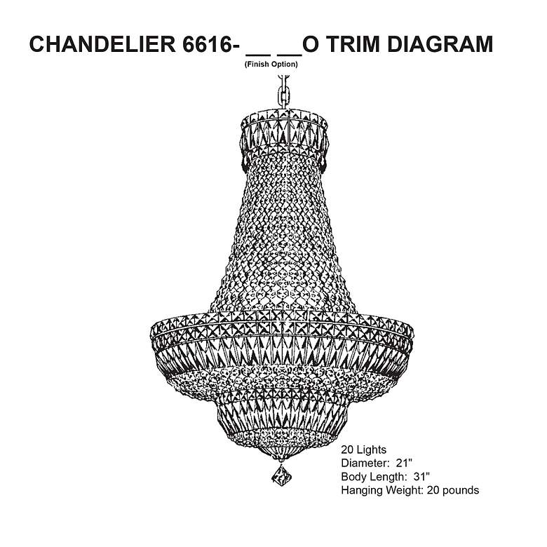 Image 3 Petit Crystal Deluxe 31"H x 21"W 20-Light Chandelier in Silver more views