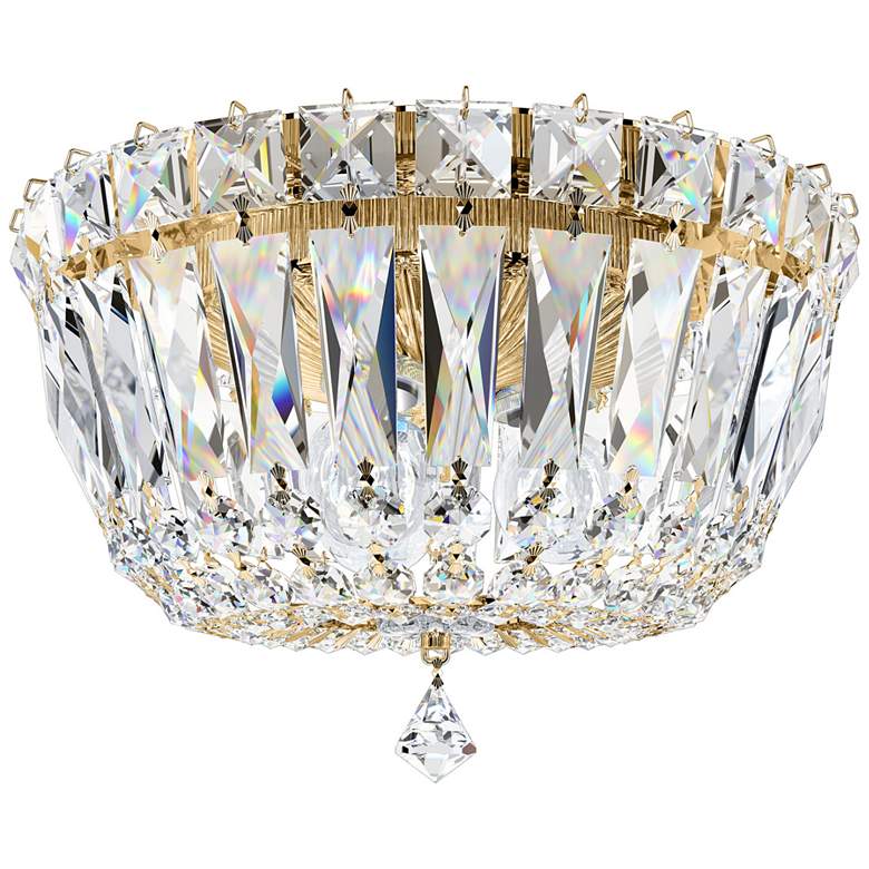 Image 1 Petit Crystal Deluxe 6"H x 8"W 3-Light Flush Mount in Polished Go