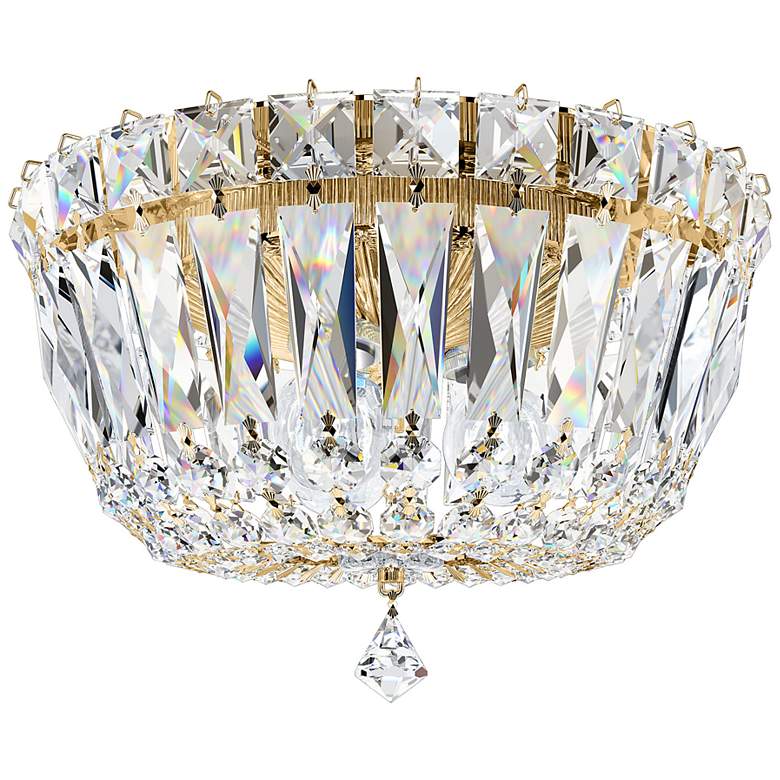 Image 1 Petit Crystal Deluxe 6"H x 8"W 3-Light Flush Mount in Polished Go