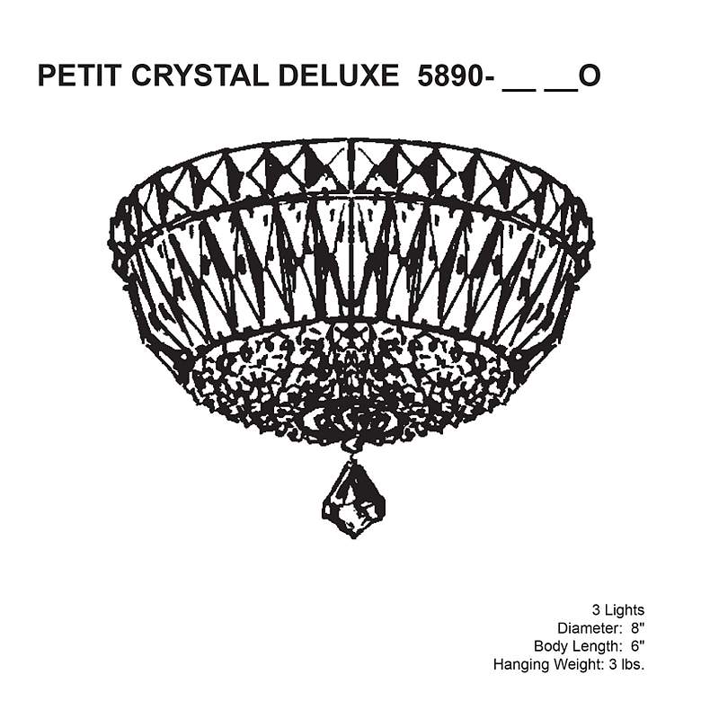 Image 3 Petit Crystal Deluxe 6"H x 8"W 3-Light Flush Mount in Polished Go more views