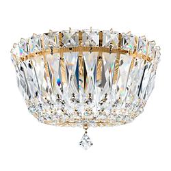 Petit Crystal Deluxe 6"H x 8"W 3-Light Flush Mount in Polished Go