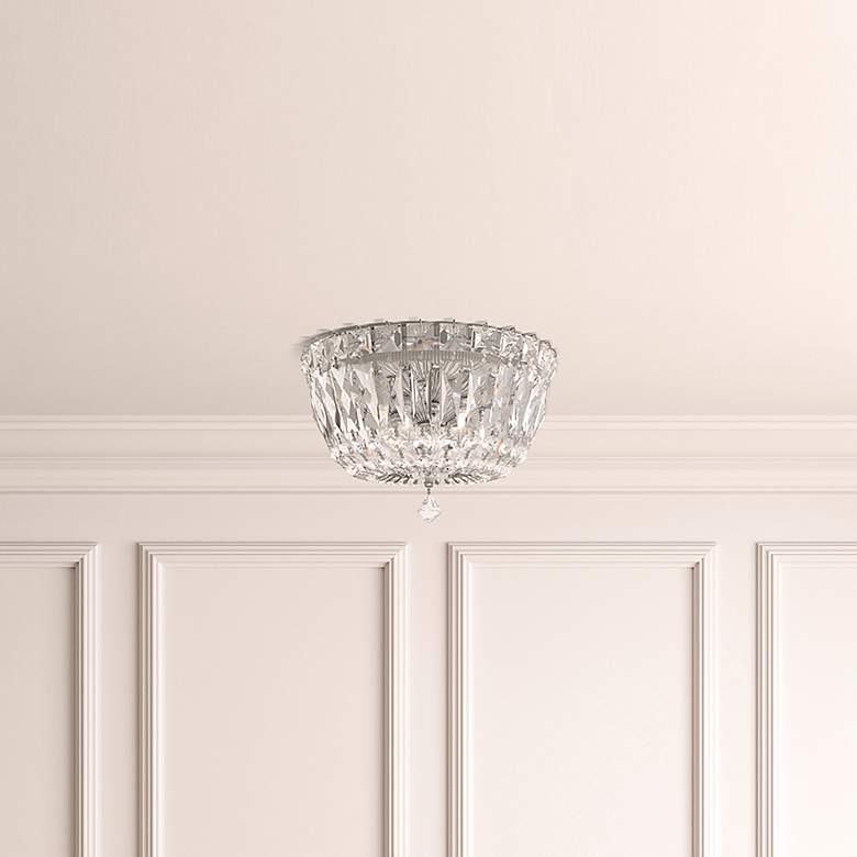 Image 1 Petit Crystal Deluxe 6"H x 8"W 3-Light Flush Mount in Polished Go