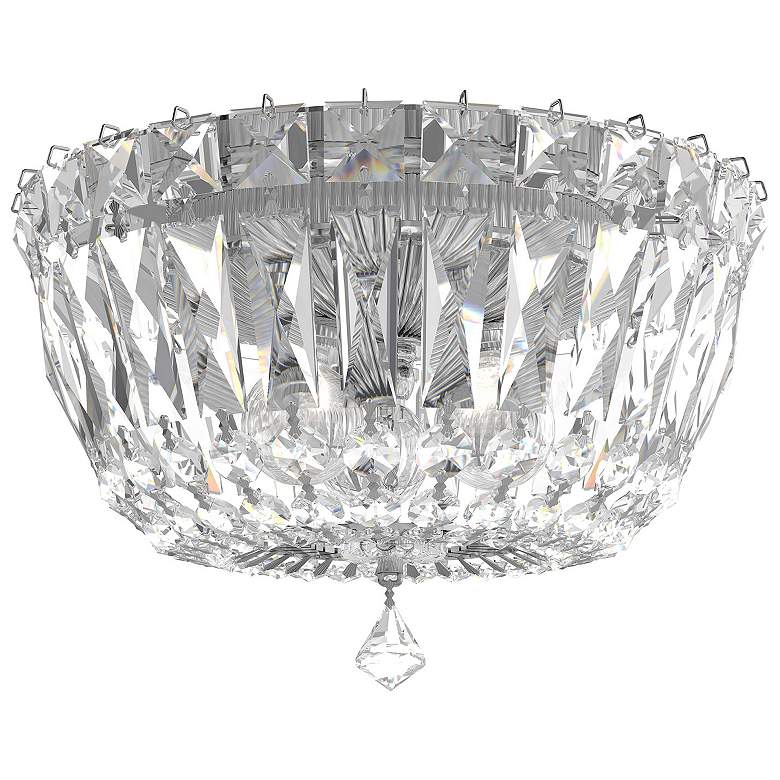 Image 1 Petit Crystal Deluxe 6"H x 8"W 3-Light Flush Mount in Silver