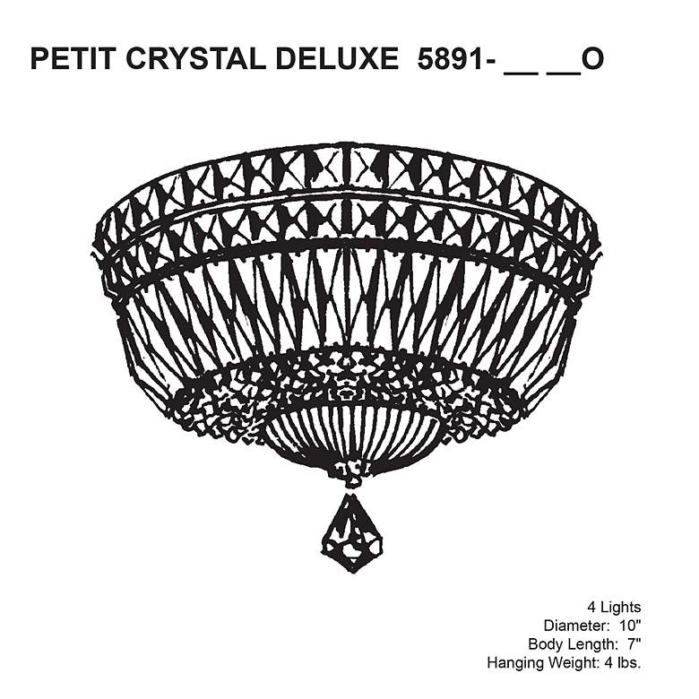Image 5 Petit Crystal Deluxe 7"H x 10"W 4-Light Flush Mount in Polished G more views