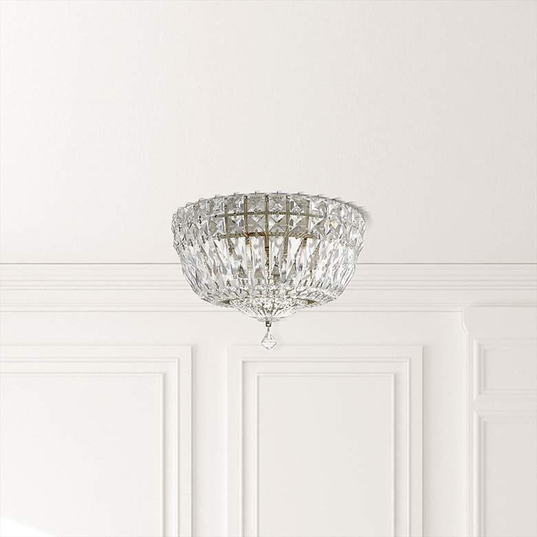 Image 1 Petit Crystal Deluxe 7"H x 10"W 4-Light Flush Mount in Silver