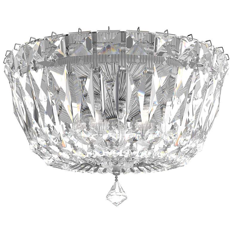 Image 1 Petit Crystal Deluxe 8 inch Wide Silver Clear Crystal 3-Lt Flush Mt