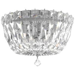 Petit Crystal Deluxe 8&quot; Wide Silver Clear Crystal 3-Lt Flush Mt