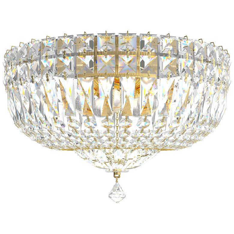 Image 1 Petit Crystal Deluxe 8"H x 12"W 5-Light Flush Mount in Polished G