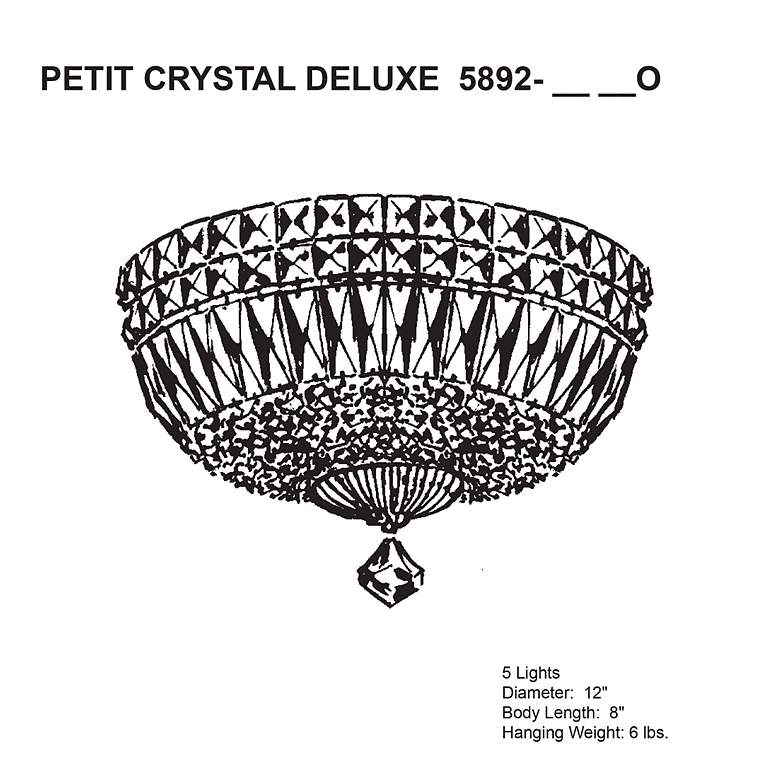 Image 5 Petit Crystal Deluxe 8"H x 12"W 5-Light Flush Mount in Polished G more views
