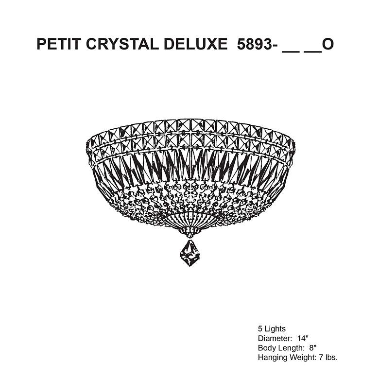 Image 6 Petit Crystal Deluxe 8"H x 14"W 5-Light Flush Mount in Polished G more views