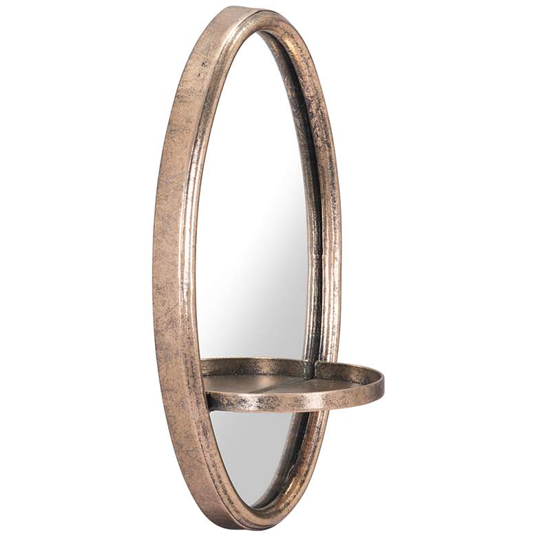 Petite Ogee Gold 7&quot; x 12 3/4&quot; Oval Wall Mirror with Shelf more views