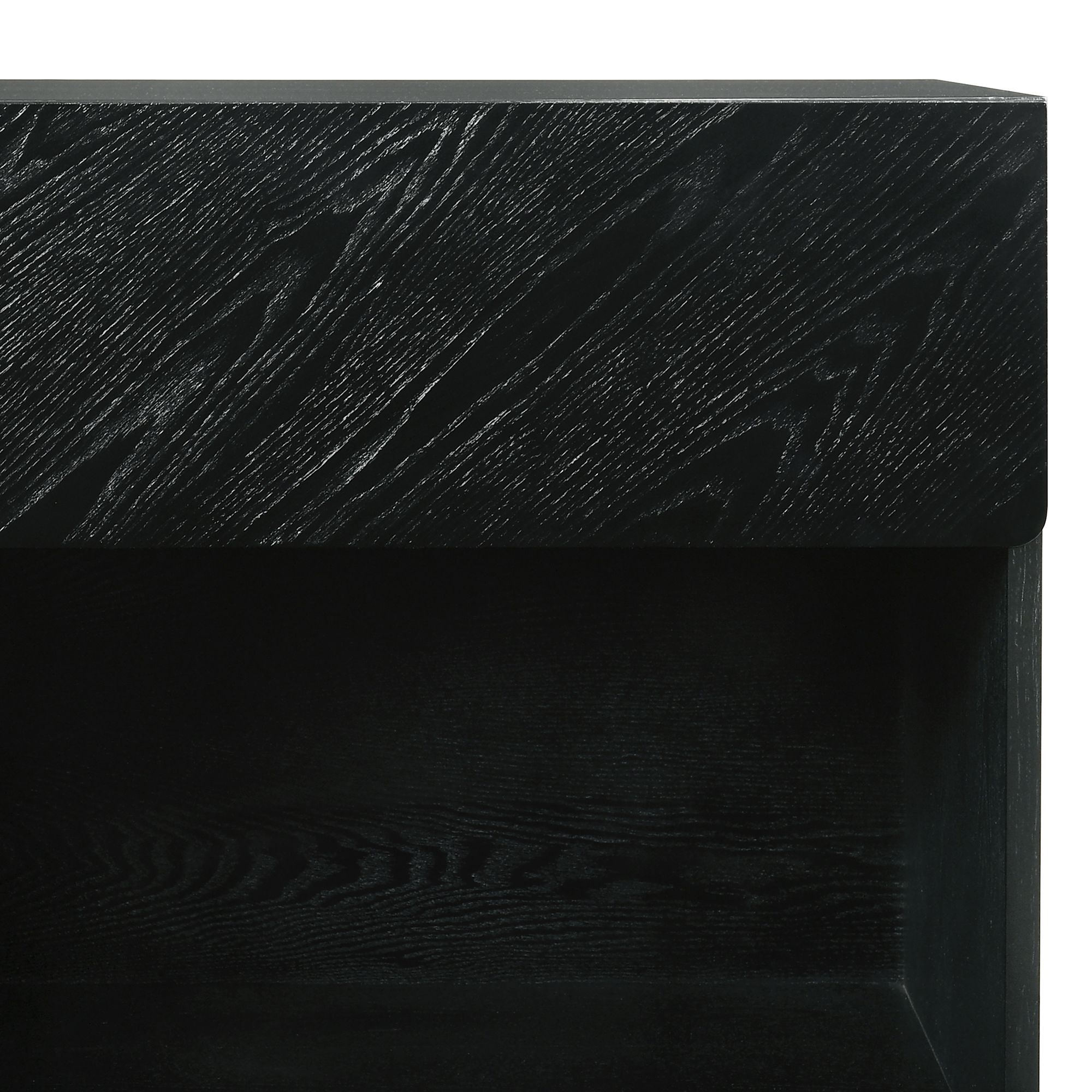 Petra 1 Drawer Nightstand in Wood and Black Finish