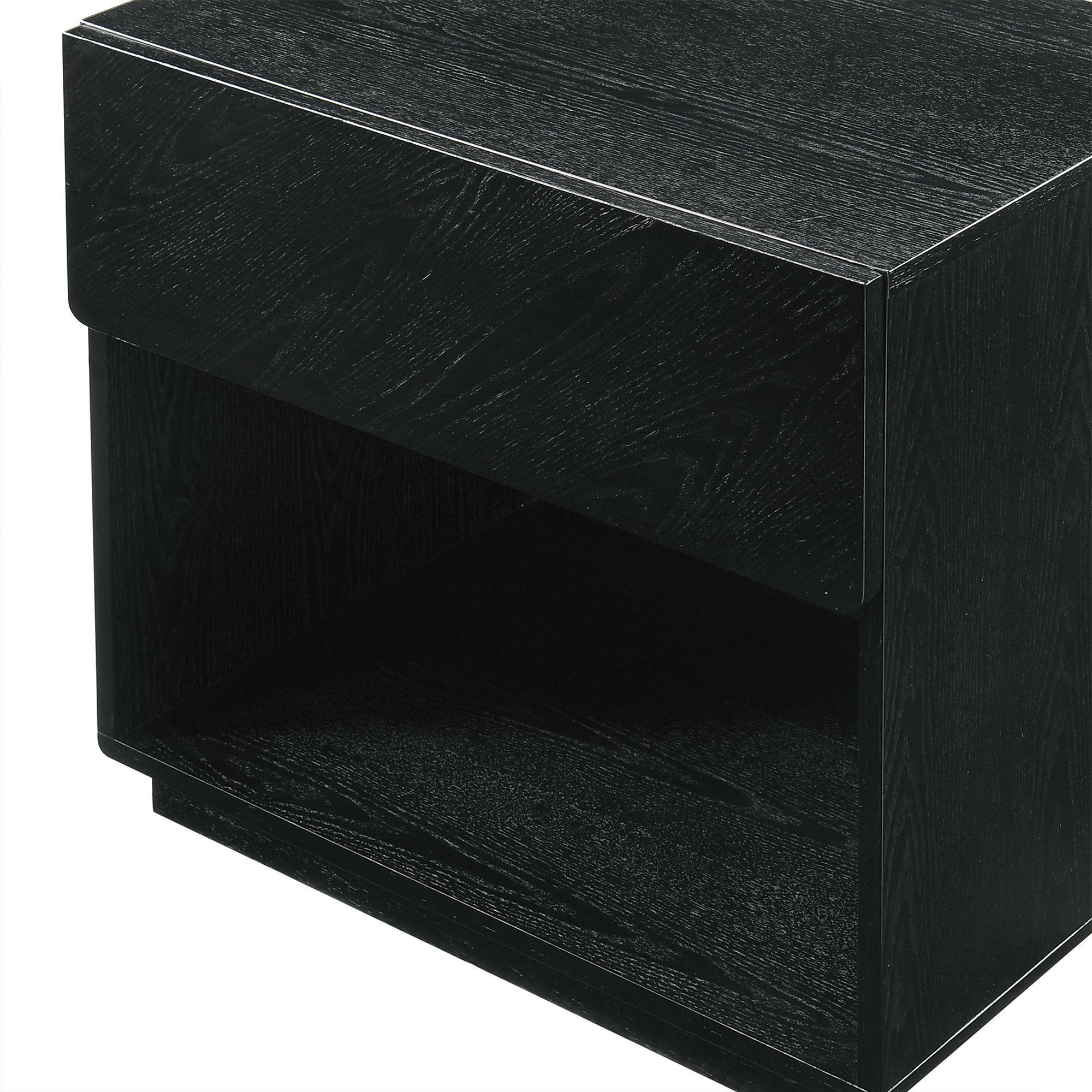 Petra 1 Drawer Nightstand in Wood and Black Finish
