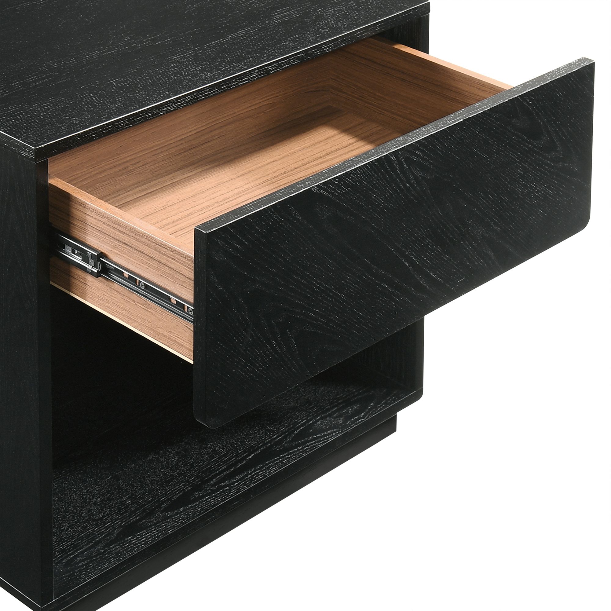 Petra 1 Drawer Nightstand in Wood and Black Finish