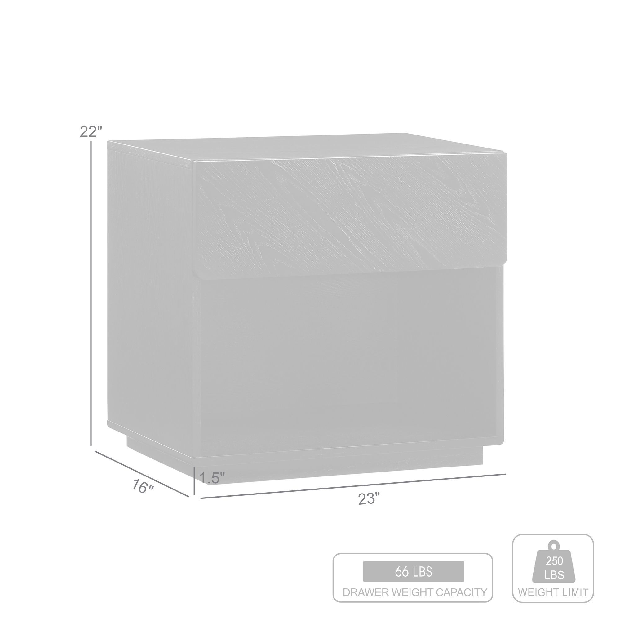 Petra 1 Drawer Nightstand in Wood and Black Finish