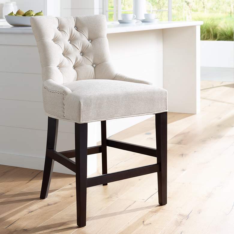 Image 1 Petra 25" Tufted Upholstered Chenille Counter Stool