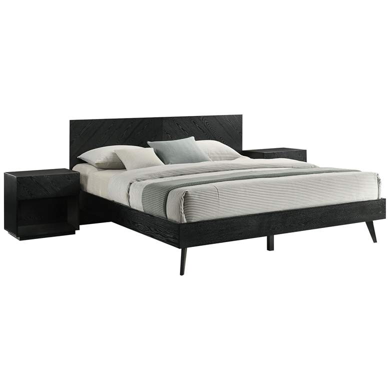 Image 1 Petra 3 Piece King Bedroom Set in Wood and Black Finish