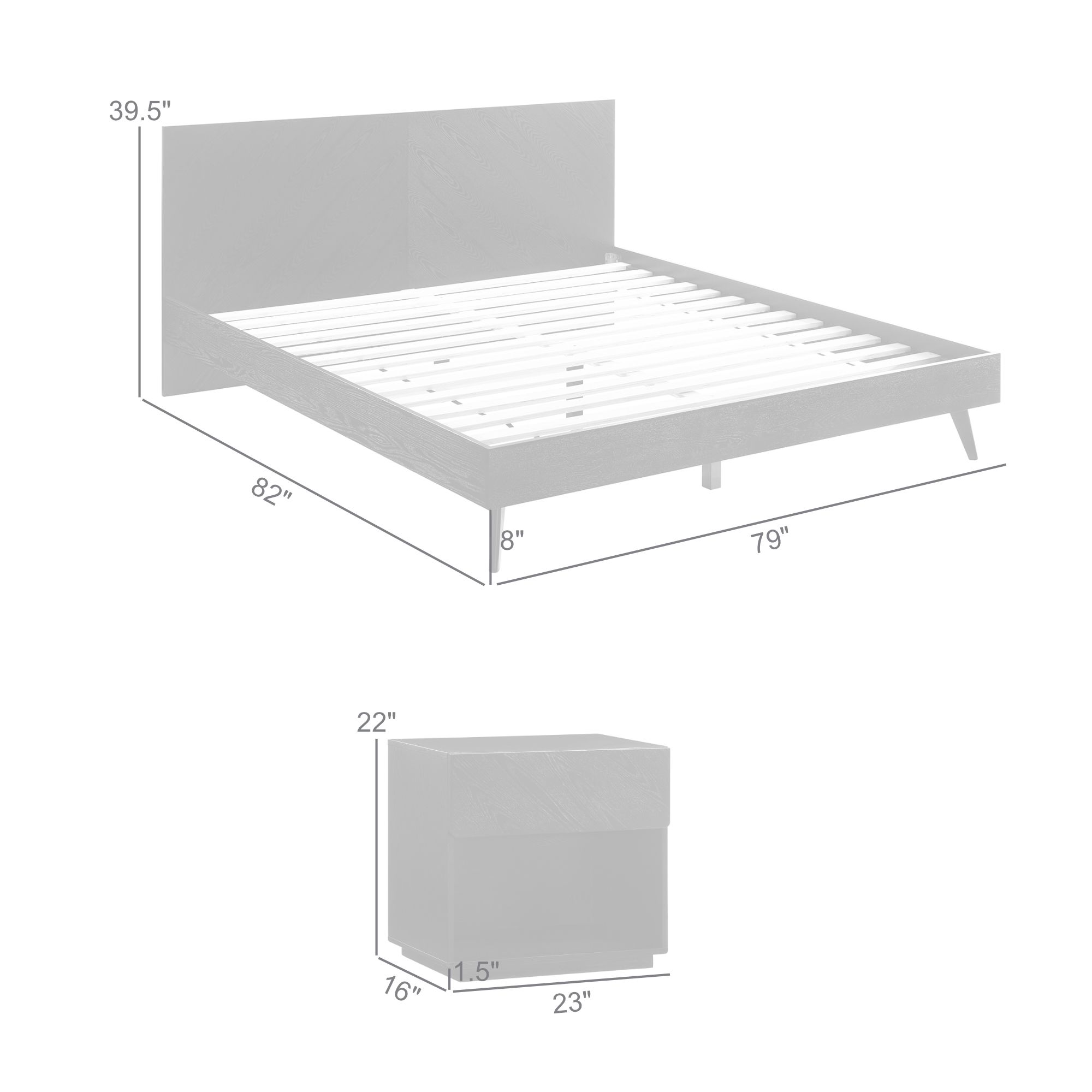 Petra 3 Piece King Bedroom Set in Wood and Black Finish