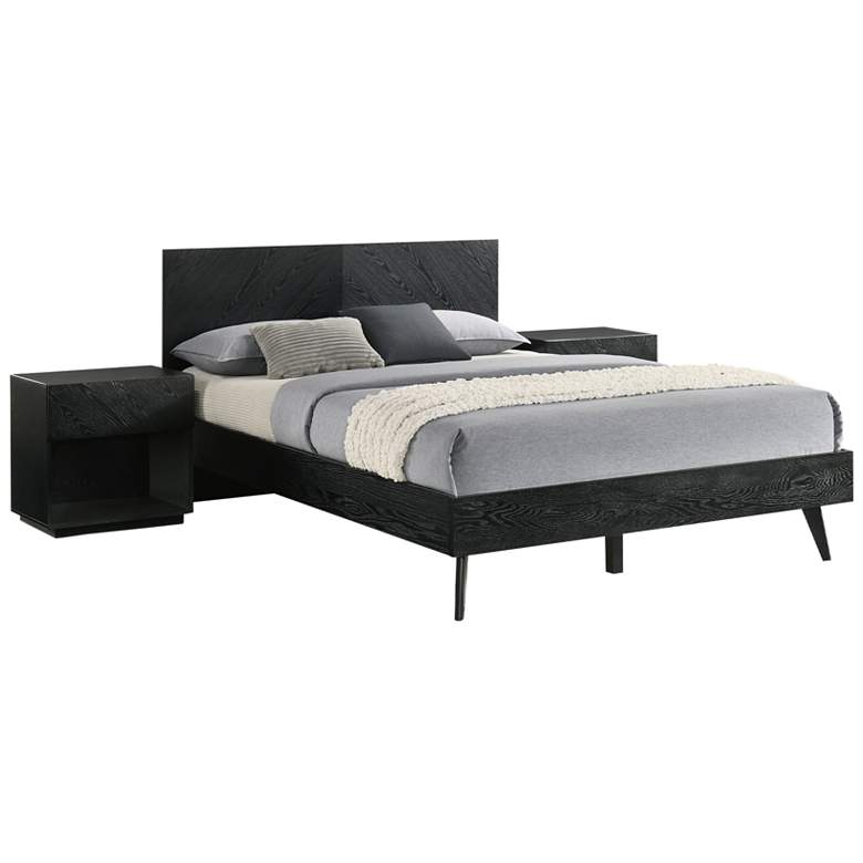 Image 1 Petra 3 Piece Queen Bedroom Set in Wood and Black Finish