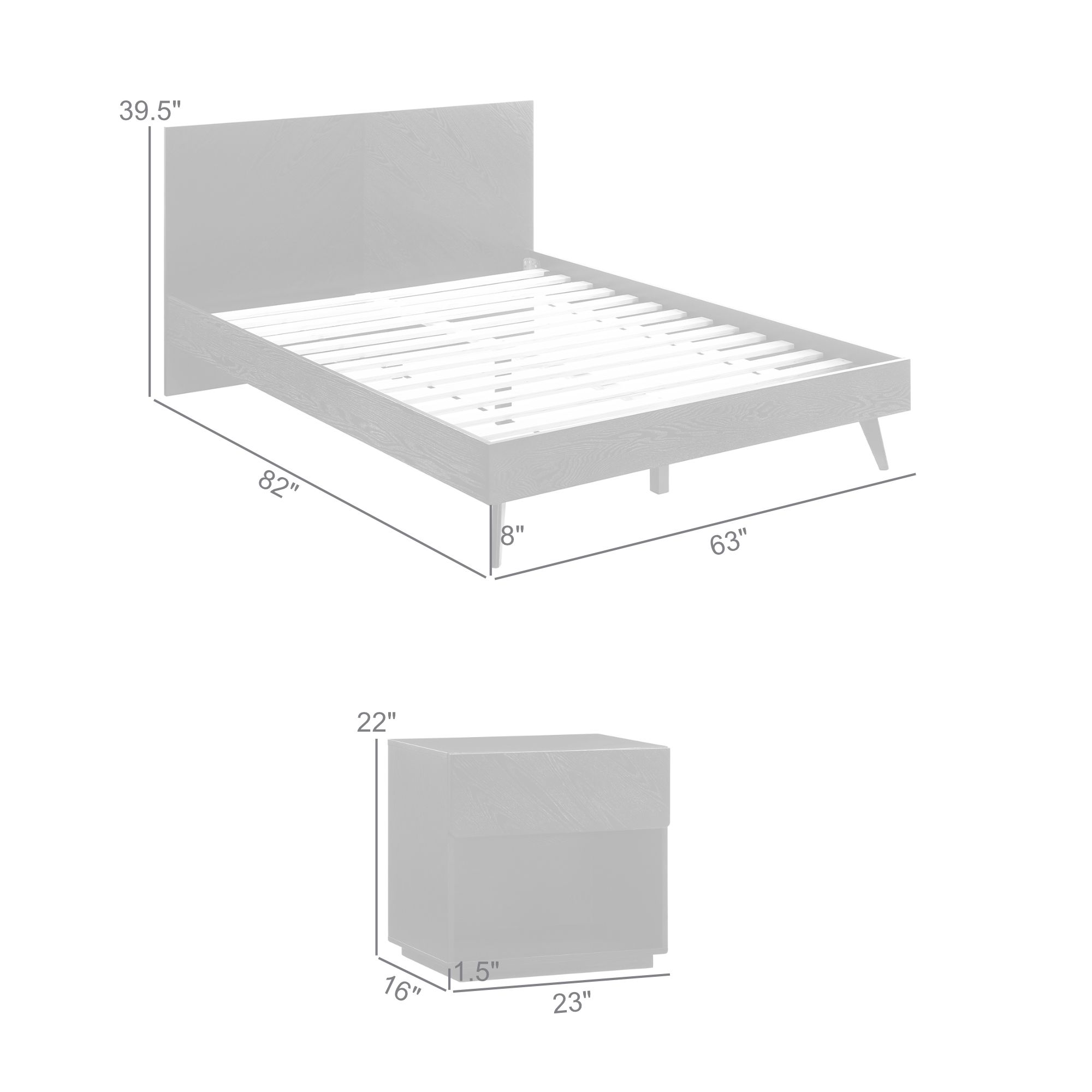 Petra 3 Piece Queen Bedroom Set in Wood and Black Finish