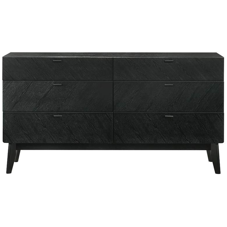 Image 1 Petra 6 Drawer Dresser in Wood and Black Finish