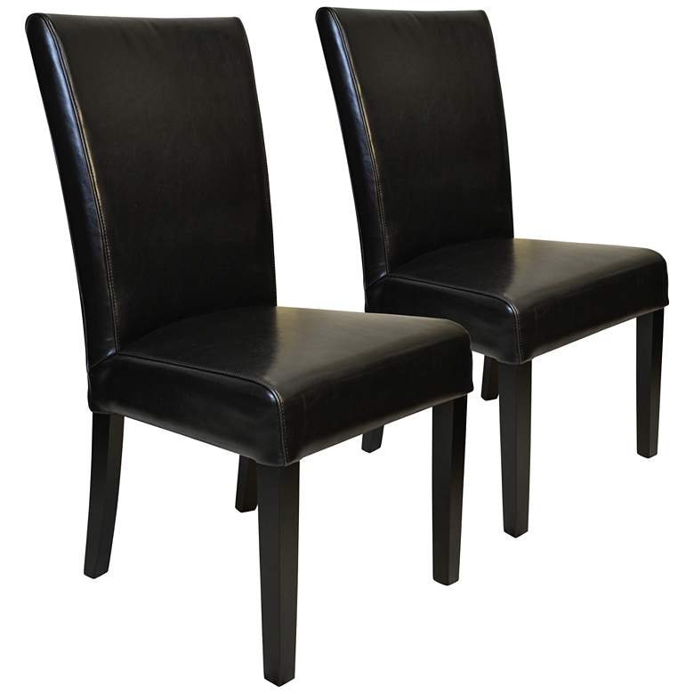 Image 1 Petra Black Bonded Leather Straight-Back Chair Set of 2