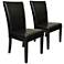 Petra Black Bonded Leather Straight-Back Chair Set of 2