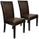 Petra Brown Split Leather Straight-Back Chair Set of 2