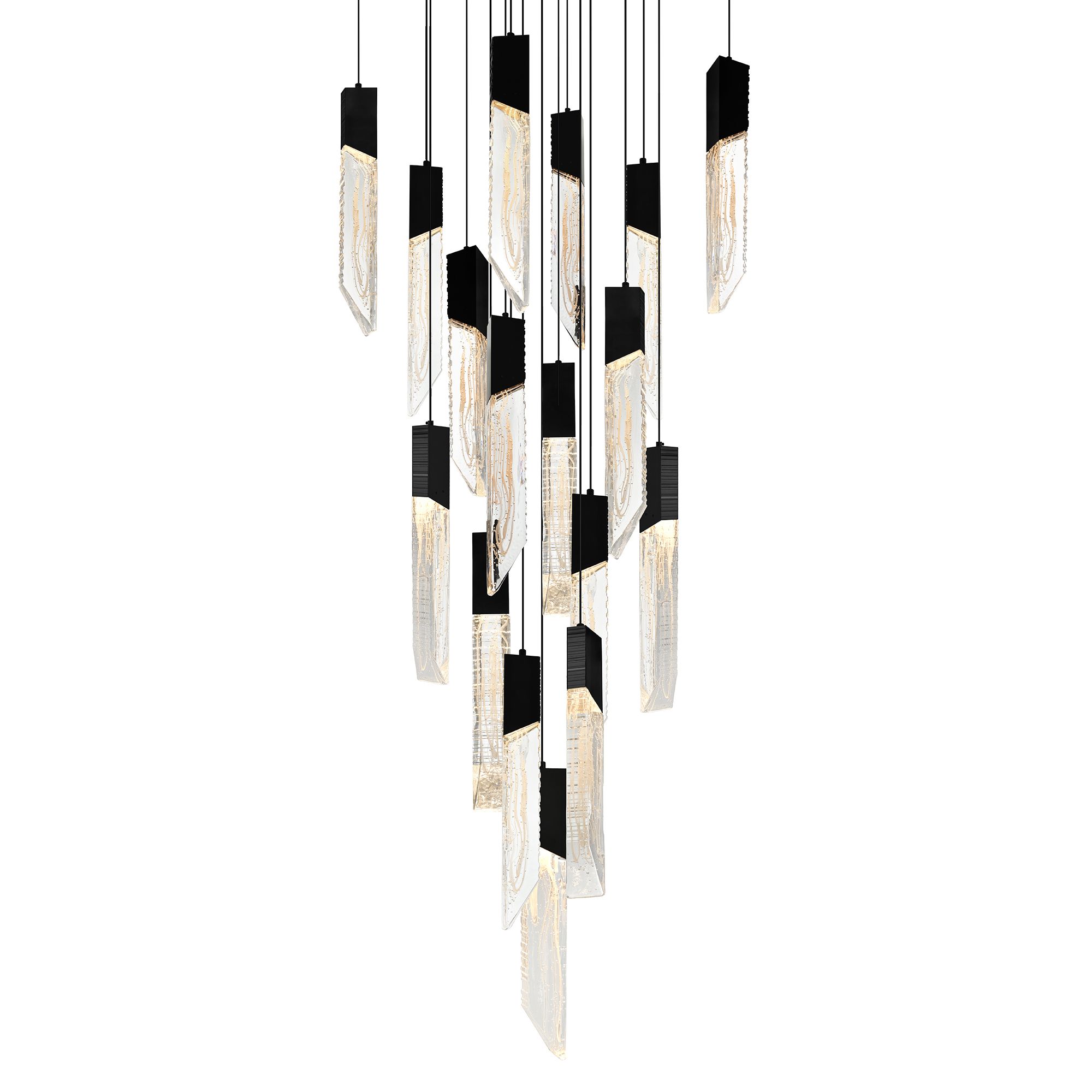 Image 2 Petra Integrated LED 24in Black Chandelier with Handcrafted Glass more views
