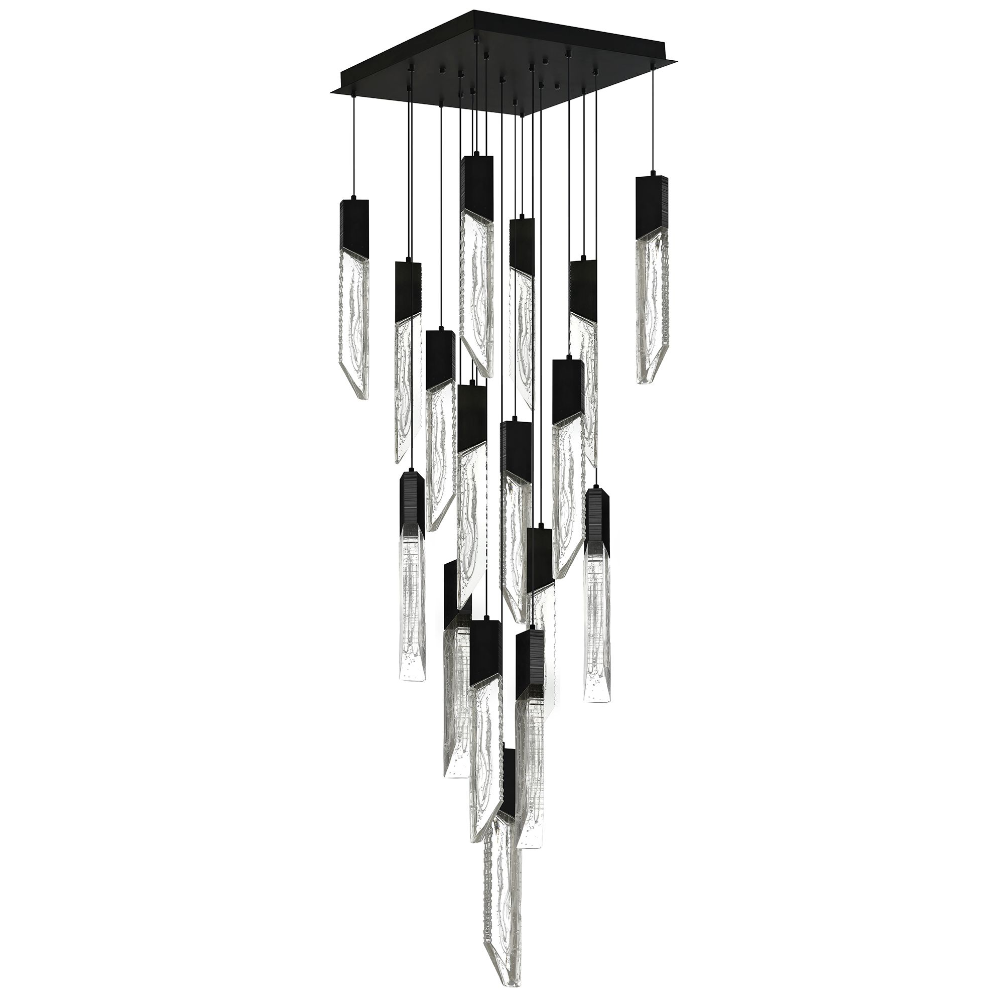 Image 3 Petra Integrated LED 24in Black Chandelier with Handcrafted Glass more views