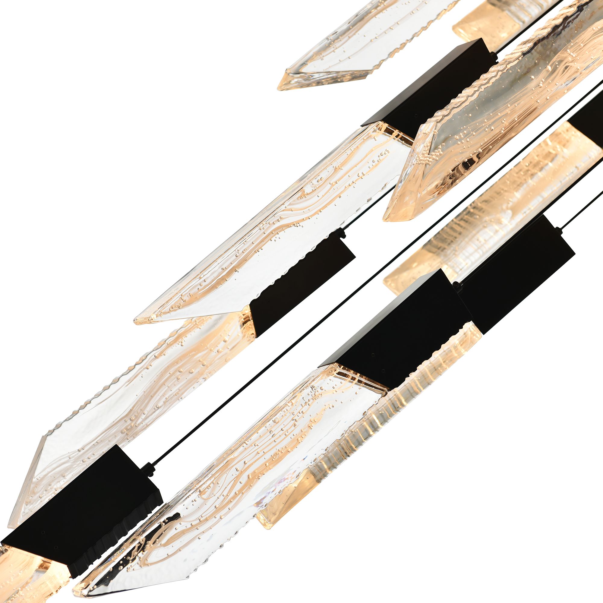 Image 4 Petra Integrated LED 24in Black Chandelier with Handcrafted Glass more views